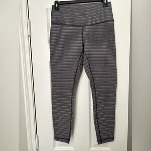 Lululemon wonder under Striped metallic Gray Leggings size 6